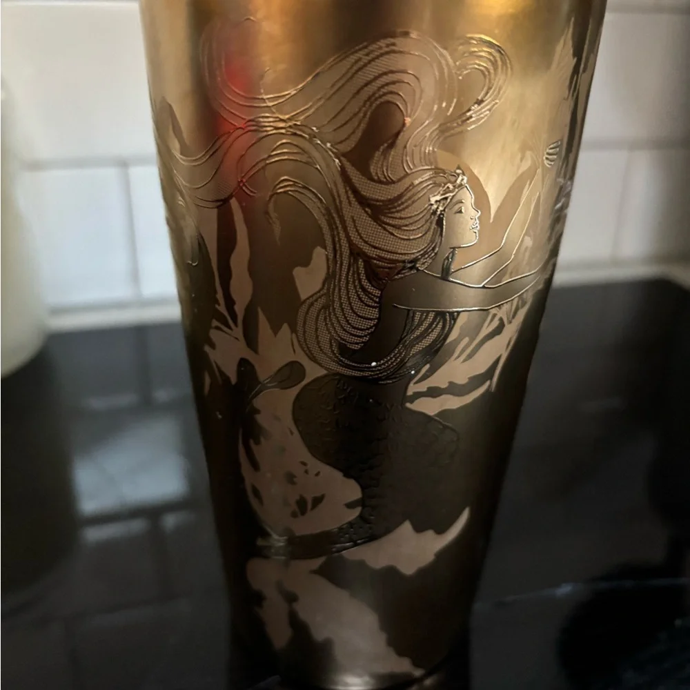 2022 STARBUCKS Spring Ceramic Gold Copper Siren Mermaid Tumbler Mug Cup 12oz